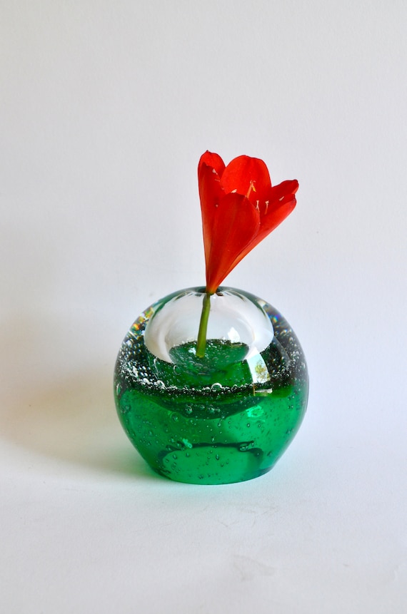 Vintage Murano Green and Clear Glass Object