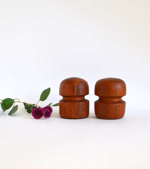 Mid Century Turned Wood Salt & Pepper Shakers