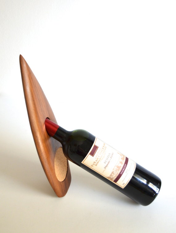 Mid Century Walnut Wine Bottle Holder