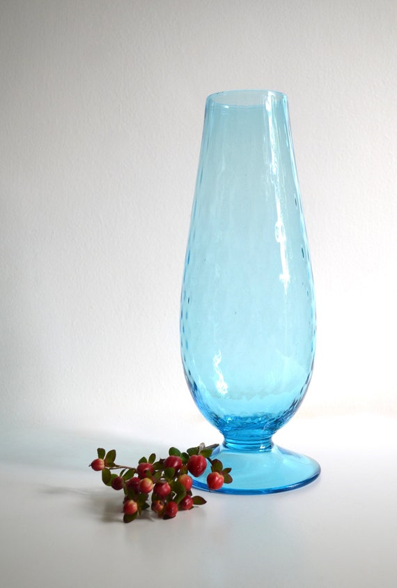 Mid Century Aqua Blue Glass Tall Footed Vase il 570xN 2bgy