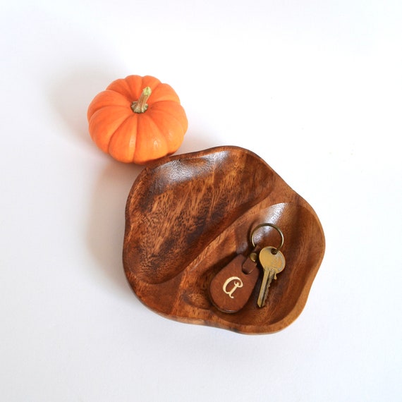 Vintage Monkey Pod Small Wood Divided Dish