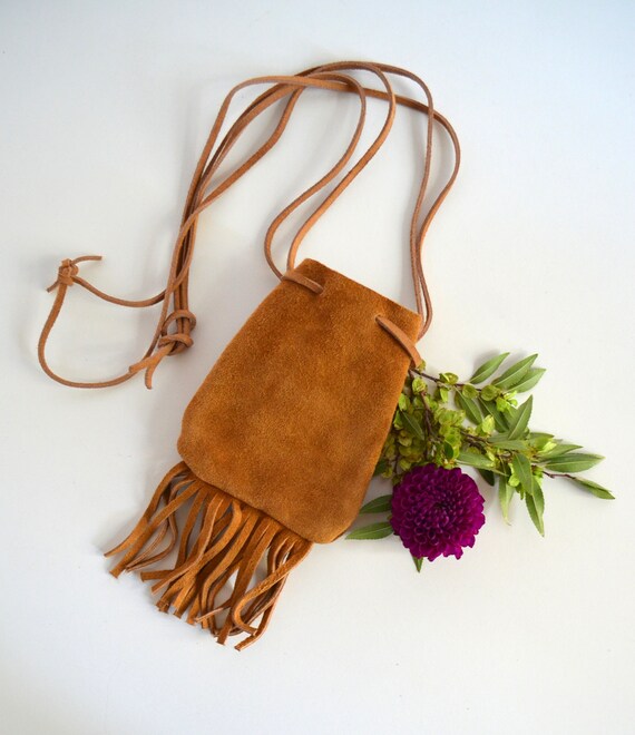 Vintage Tan Suede Amulet Bag - image 2