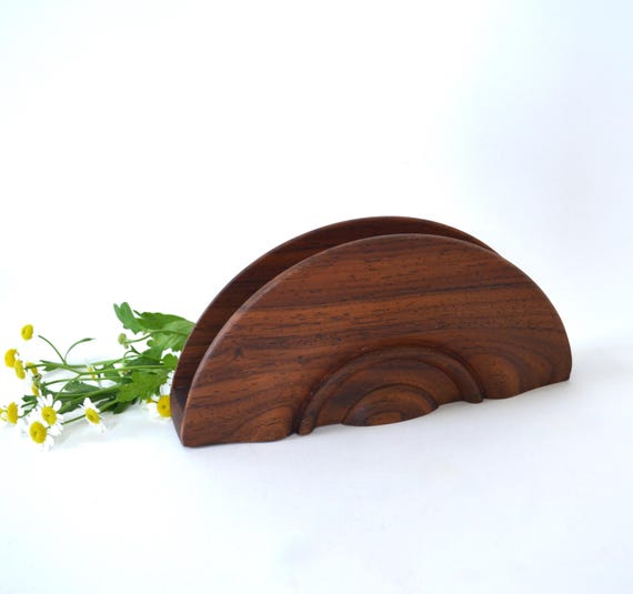 Vintage Half Circle Wood Letter or Napkin Holder