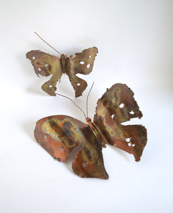 Vintage Brutalist Butterfly Metal Decor Pieces