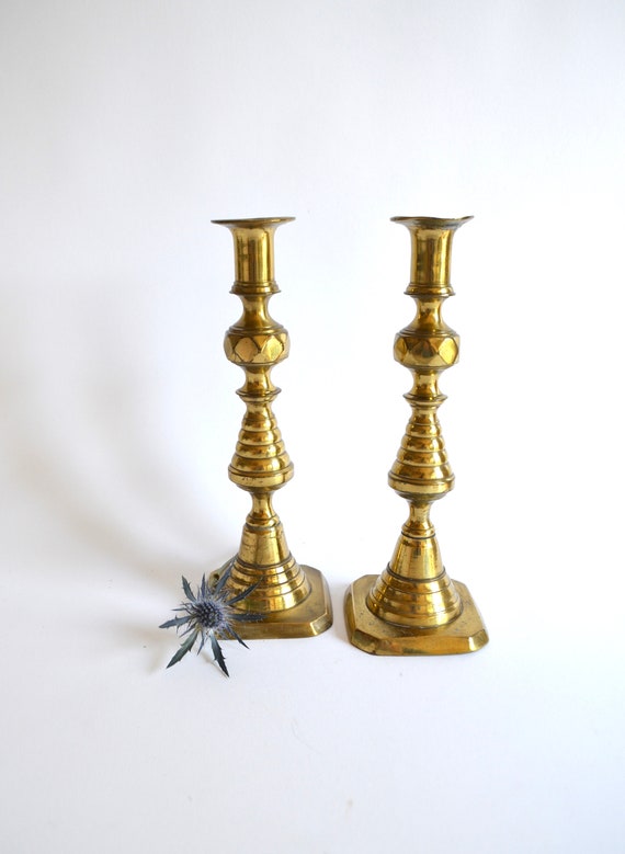 Pair of Vintage Gatco Beehive Brass Candleholders