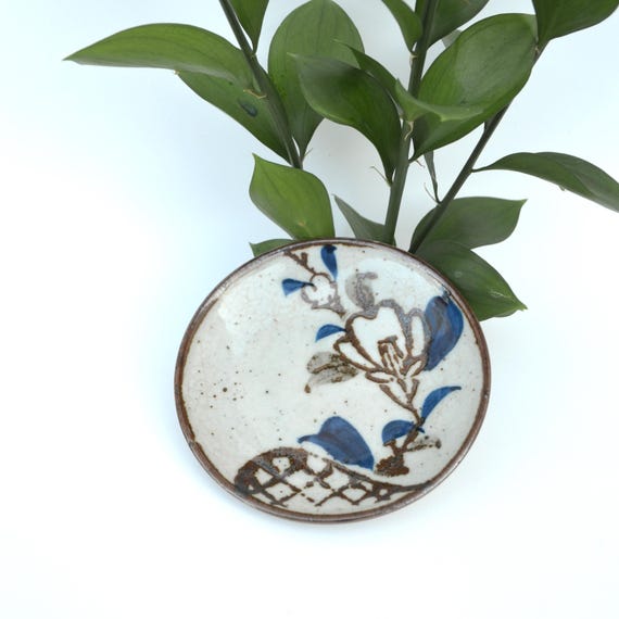 Vintage Japanese Ceramic Round Trinket Tray