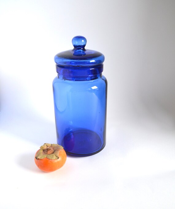 Vintage Large Dark Blue Glass Apothecary Jar