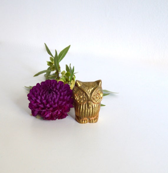 Vintage Small Brass Owl