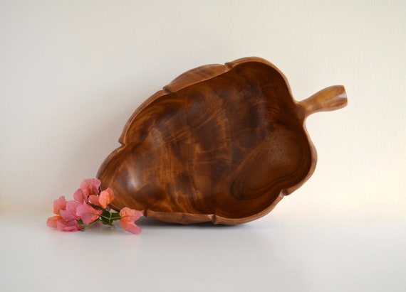 Large Mid Century Hand Carved Monkey Pod Wood Bowl by Christian Sorensen