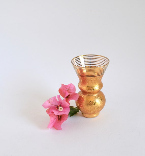 Vintage Gold Coated Small Bulb Vase