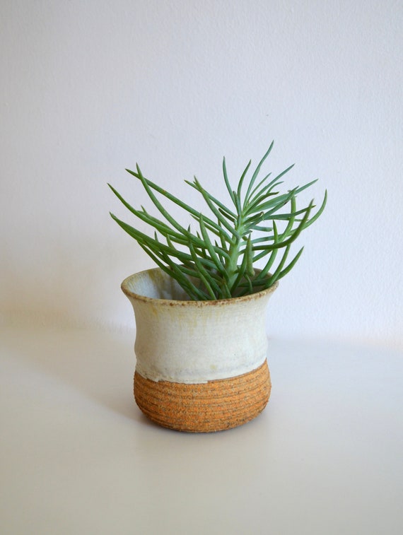 Small Vintage Off White and Bisque Fired Studio Pottery Planter