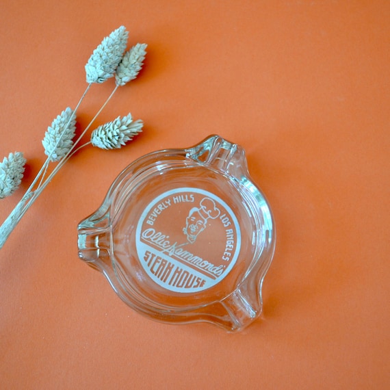 Vintage Souvenir Clear Glass Ashtray Ollie Hammond’s Beverly Hills