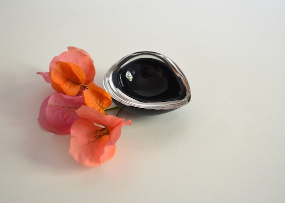 Mid Century Small Chestnut Black Glass Bowl by Kaj Franck for Nuutajärvi