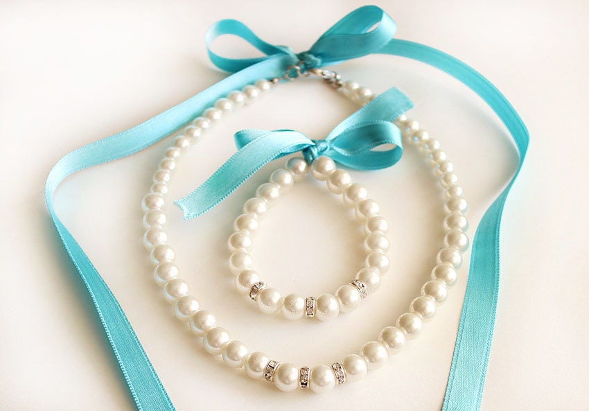 Flower girl necklace bracelet turquoise flower girl necklace Etsy