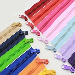 Solid color #5 zipper by the yard, Handbag zipper, Nylon teeth, Metal head