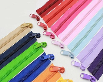 Solid color #5 zipper by the yard, Handbag zipper, Nylon teeth, Metal head