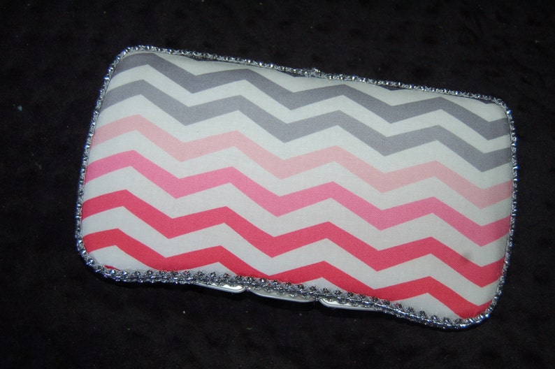 Custom Pink gray chevron girls baby travel wipe case GET it PERSONALIZED add a bow or a name