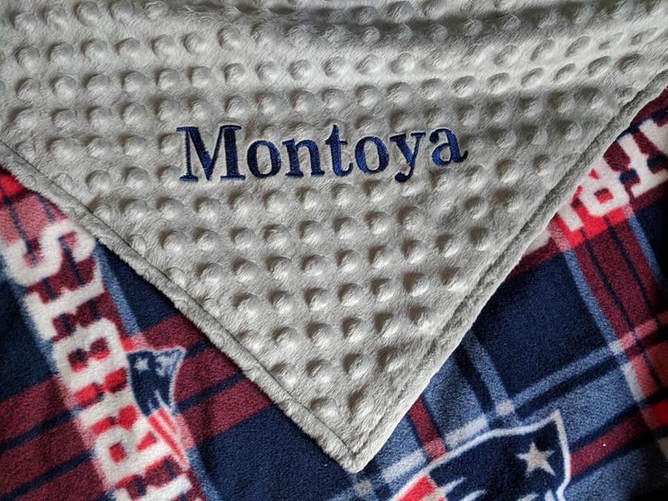New England Patriots plaid Football fleece and double sided with mink…