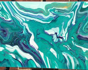 Original 12" x 24" Acrylic Abstract Art, Home Decor Wall Hanging, Unique  Hand Painted Art, Fluid Art, One of a Kind