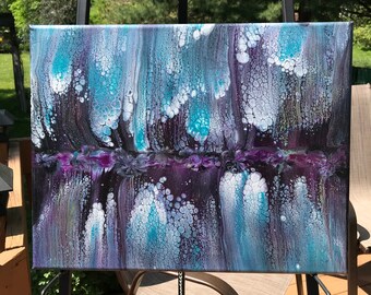 Original 14" x 18" Acrylic Abstract Art, Home Decor Wall Hanging, Unique  Hand Painted Swipe Art, Fluid Art