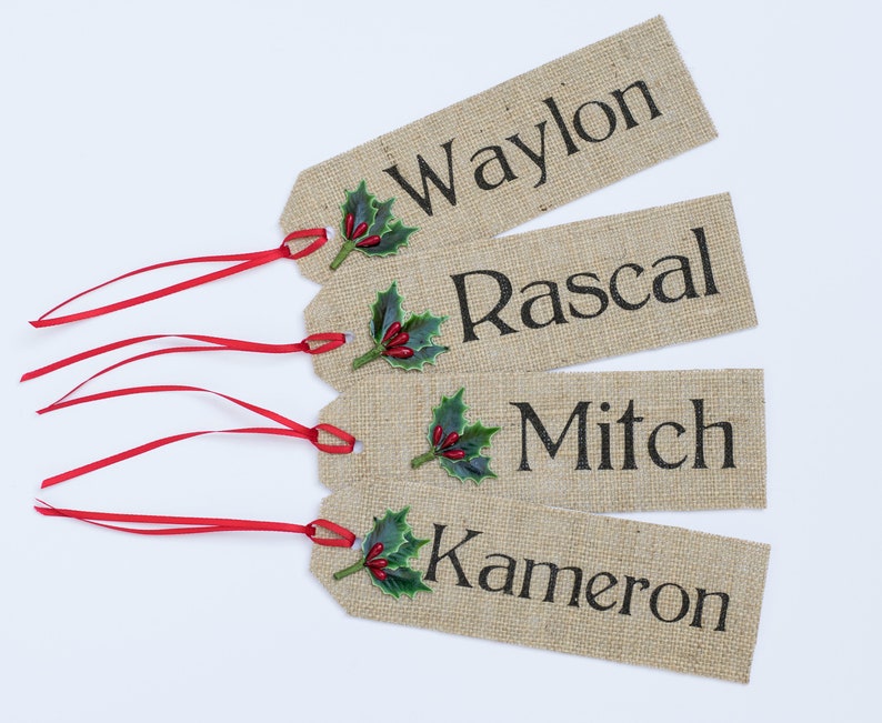 Christmas Stocking NAME TAG Stocking Personalized Name Holly Etsy