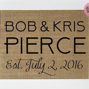 UNGERAHMT Bob & Kris Pierce / Leinwand drucken Zeichen 5 x 7-8 x 10 / CUSTOM-Name und Datum / rustikale Shabby Chic besonder Hochzeitsdeko Just Married