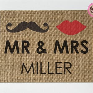 UNFRAMED Mr & Mrs / Burlap Print Sign 5x7 8x10 / Custom / Rustic Vintage Wedding Decor Sign House Love Sign Anniversary Gift Personalised