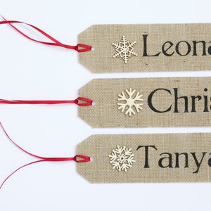 Burlap Christmas Stocking NAME TAG Stocking Personalized Name Rustic Country Shabby Vintage Theme Made to Order Christmas Gift image 3