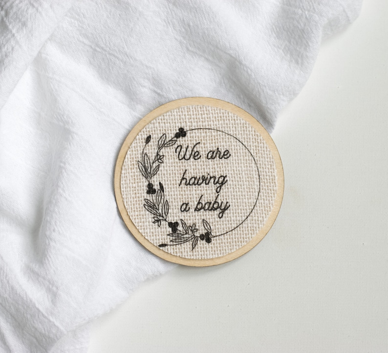 We Are Having A Baby Baby Photo Prop Newborn Photography Hospital Announcement Milestone Card Disc Baby Wood Burlap Plaque Sign