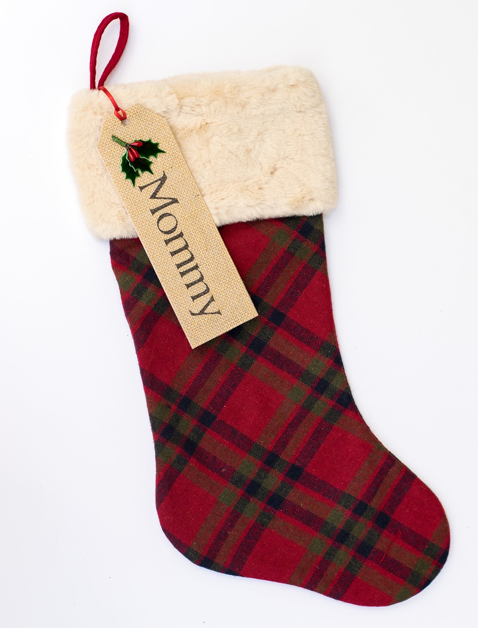 Christmas Stocking NAME TAG Stocking Personalized Name holly Etsy