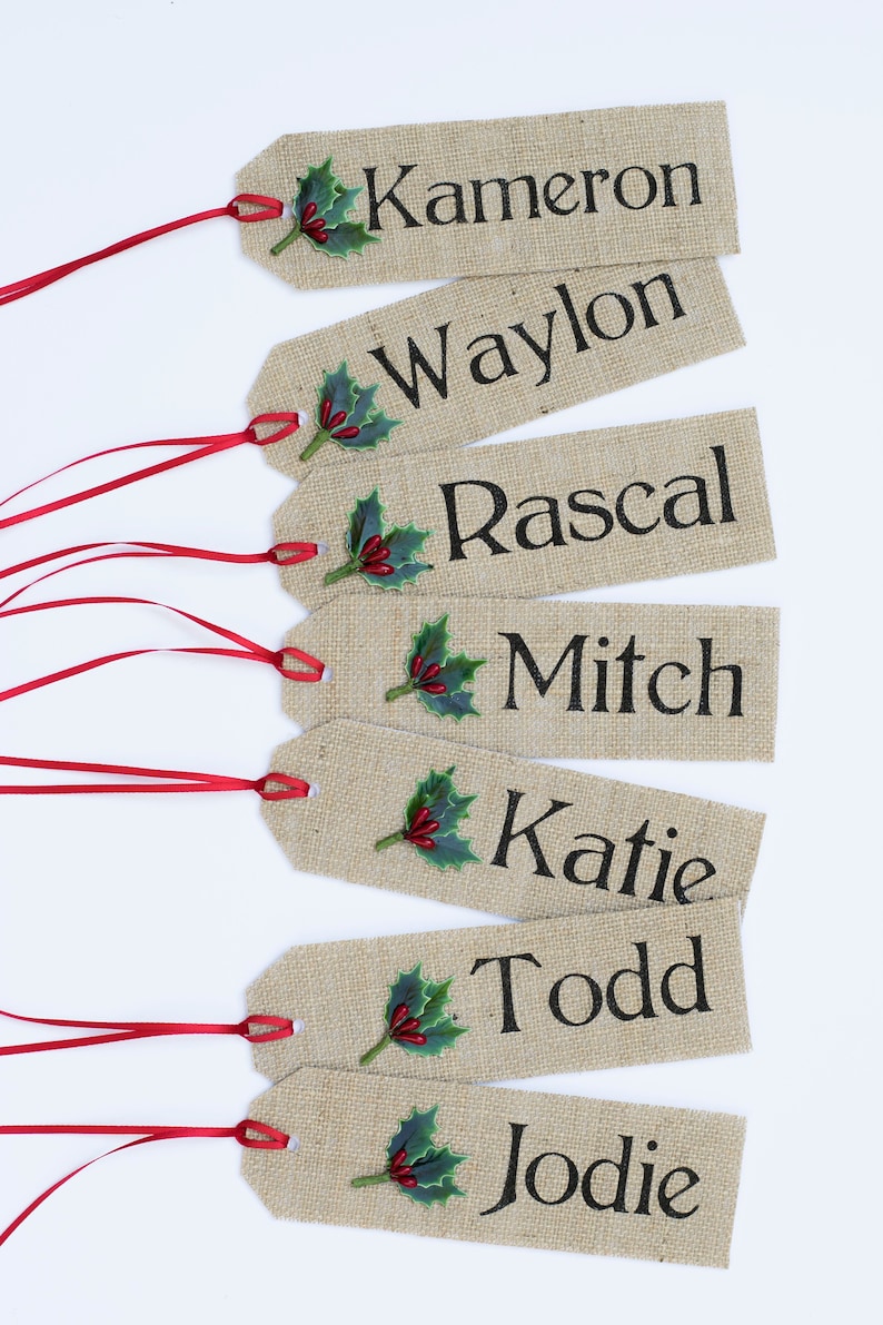 Christmas Stocking NAME TAG Stocking Personalized Name holly Etsy