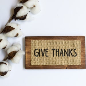MINI 6&quot; x 3. 5&quot; Give Thanks / Leinwand Druck auf Holz Plaque / rustikale Haus Wand Dekor Geschenkschachtel