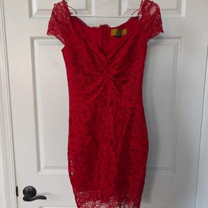 nicole miller red lace dress Nicole Miller Red Crushed Velvet Sleeveless Dress M Ruffle Trim 90s Y2K Feminine