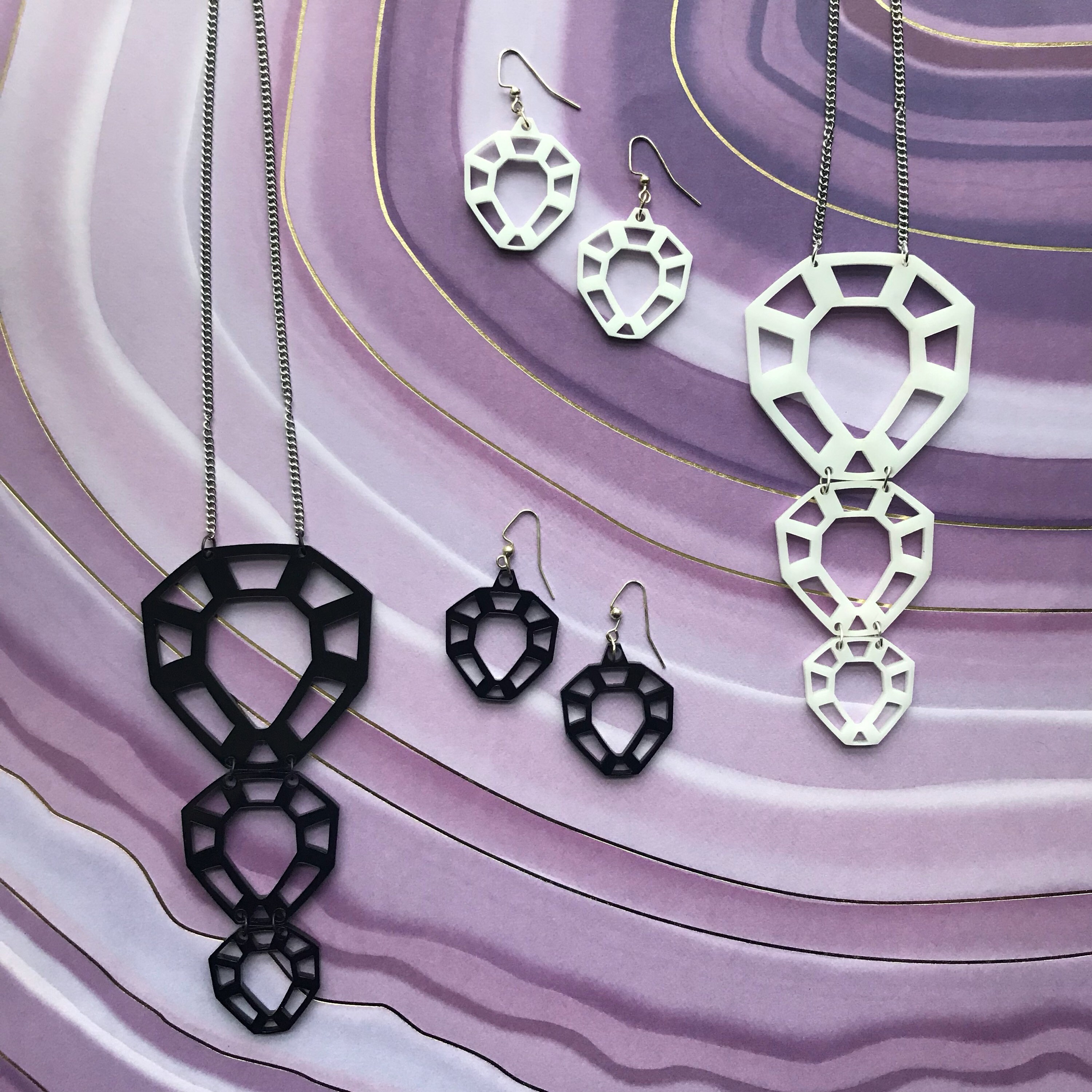Crystal Lasercut Jewelry Set Etsy UK