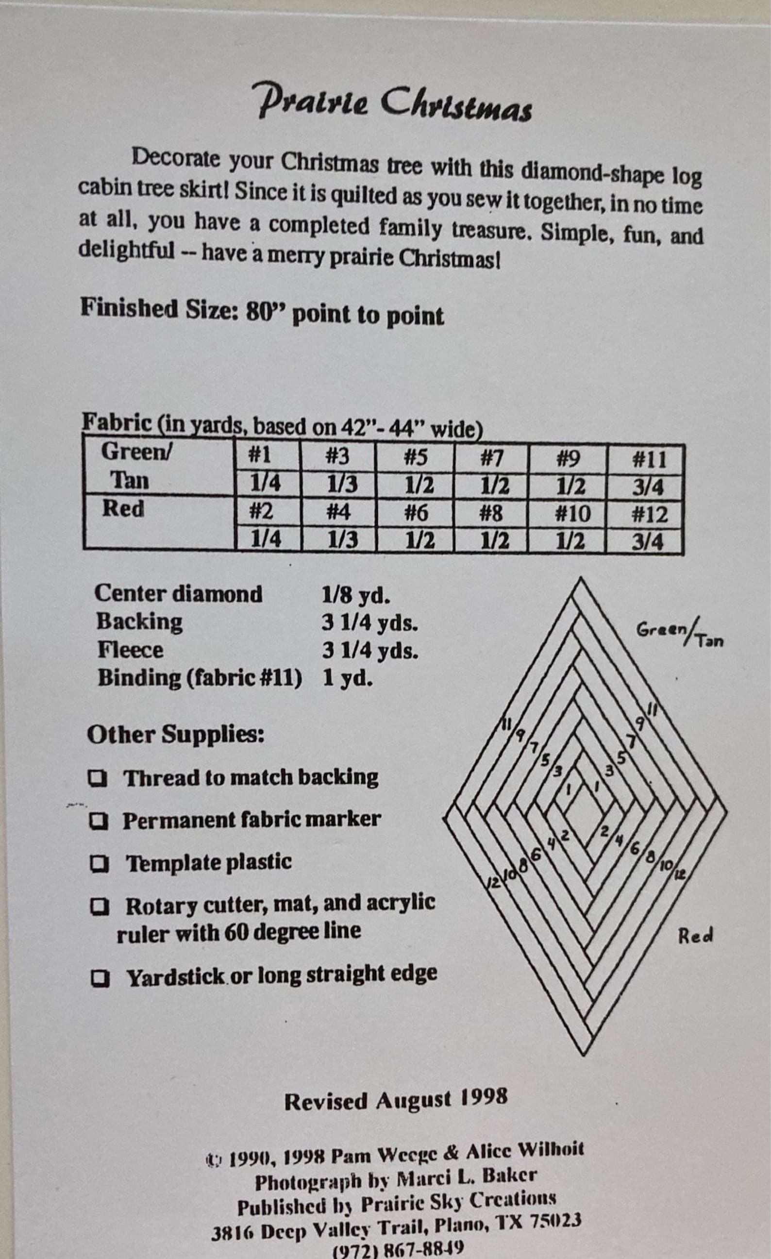 Prairie Christmas Tree Skirt Pattern Etsy