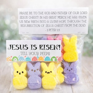 Jesus Is Risen Tell Your Peeps Goodie Treat Bag Topper Tags Printable Instant Digital Download PDF File