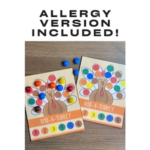 Roll A Turkey Thanksgiving Game: Printable Kids Activity (Allergy Free Option)