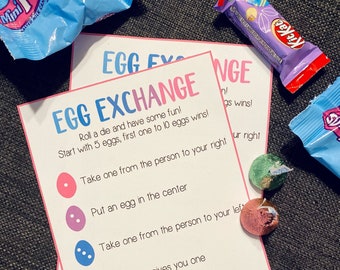 PRINTABLE Easter Egg Exchange Dice Game | Group | Party Game | Instant Digital Download | Easter Brunch Game | Bunny Day | Simple Easter
