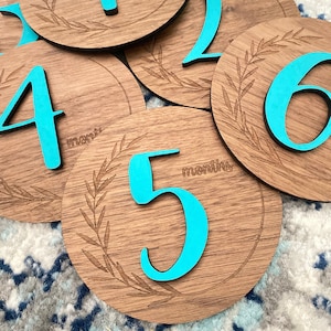 Wooden Baby Milestone Discs: Floral Wreath, Personalized Photo Props