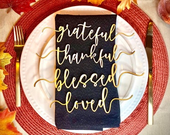 Personalized Thanksgiving Table Decor: Wood Name Plate Signs (Set of 4)