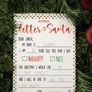Letter to Santa Page | Printable Dear Santa Letter | Christmas Wish List | Christmas Kids Activity | Wishlist Template | Holiday Fun | Xmas