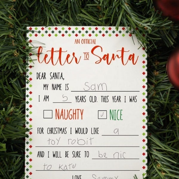 Modelo de Carta para o Papai Noel para Imprimir: Lista de Desejos de Natal (PDF)
