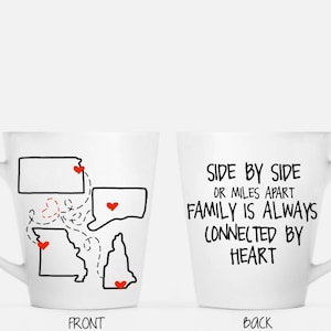 Custom State To State Latte Mug: Long Distance Family Gift