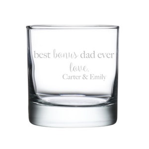 ENGRAVED Best Selling Gift for Stepdad | Stepfather | Personalized Whiskey Glass | Best Bonus Dad Ever Rocks | Step Dad | Dishwasher