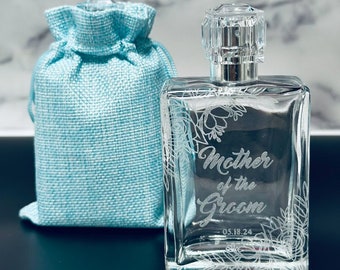 Grabado de botella de perfume / Regalo de fragancia del día de la boda para mamá / Regalo de fiesta nupcial / Futura novia / Recuerdo personalizado de la madre del novio