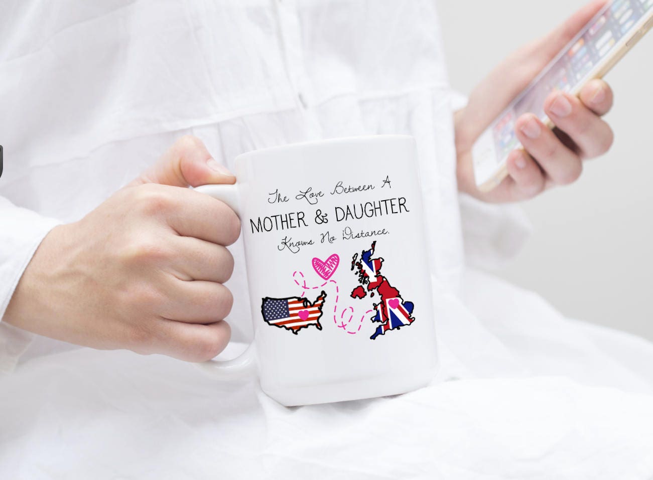 Die liebe zwischen mutter und tochter kennt keine entfernung tasse