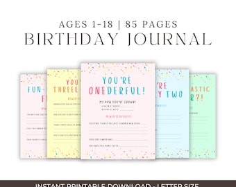 Keepsake Birthday Journal: Letters To My Child, Ages 1-18 (Digital Download)