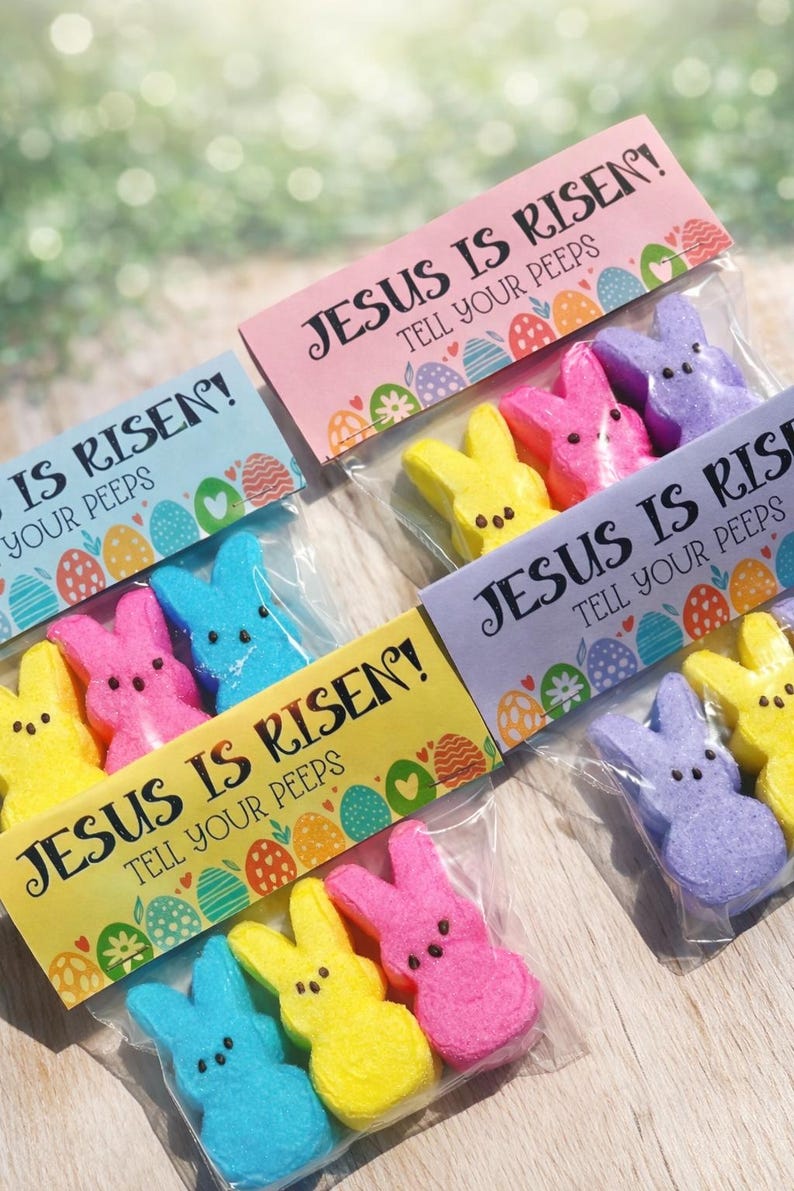 Jesus Is Risen Tell Your Peeps Goodie Treat Bag Topper Tags Printable Instant Digital Download PDF File image 3