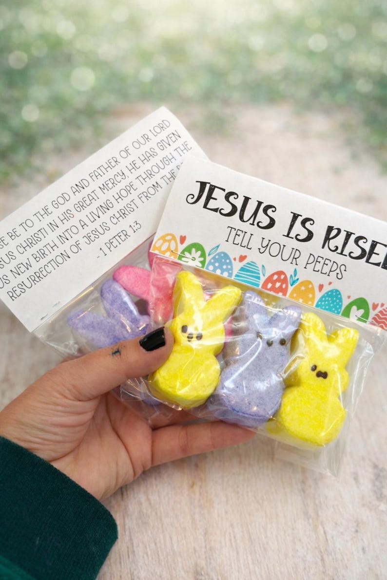Jesus Is Risen Tell Your Peeps Goodie Treat Bag Topper Tags Printable Instant Digital Download PDF File image 5