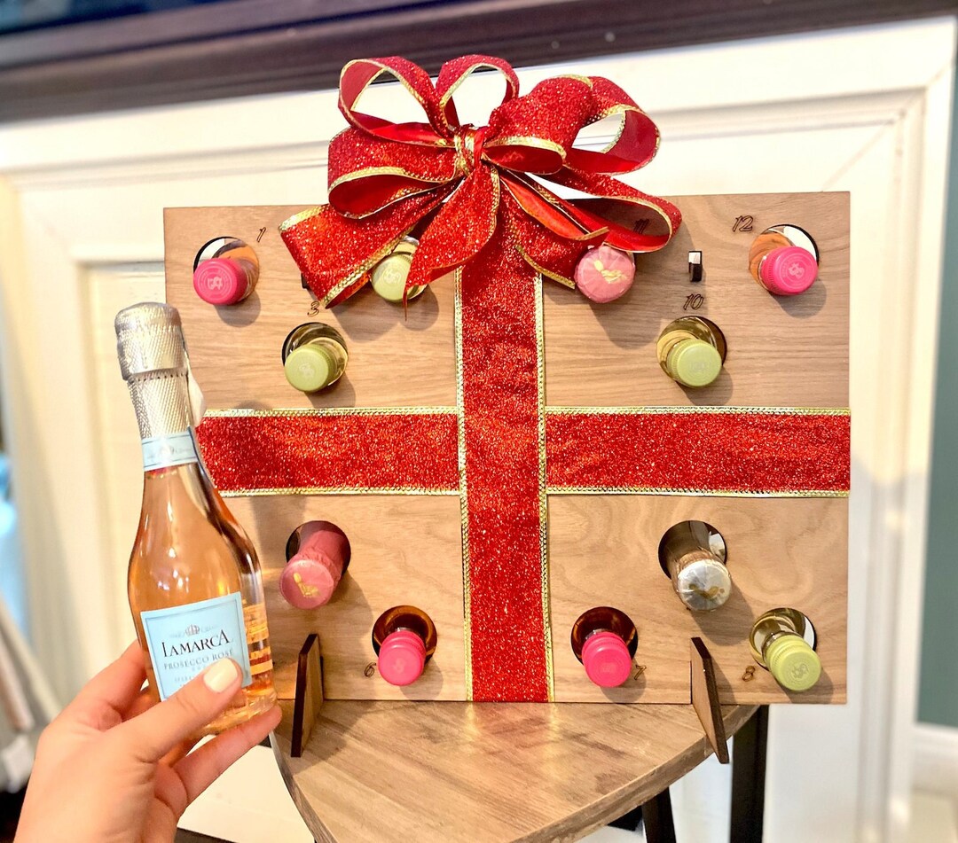 Custom ENGRAVED Adult Wine Advent Calendar Christmas Decor Fun Gift